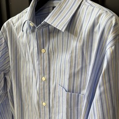 Kirkland Signature Mens Non- Iron Dress Shirt Long Sleeves Blue Striped Sz 17-34