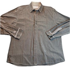 John Lennon Inspired Yoko Ono Mens Button Down Shirt Gray SZ XL – Beatles