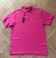 Polo Ralph Lauren Classic Fit Mesh Polo Shirt B&T 4XLT Pink w/Navy Pony $125 NWT