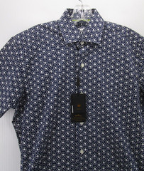 Bertigo Shirt Men Small Blue Button Down Floral Performance Collared Floral NEW