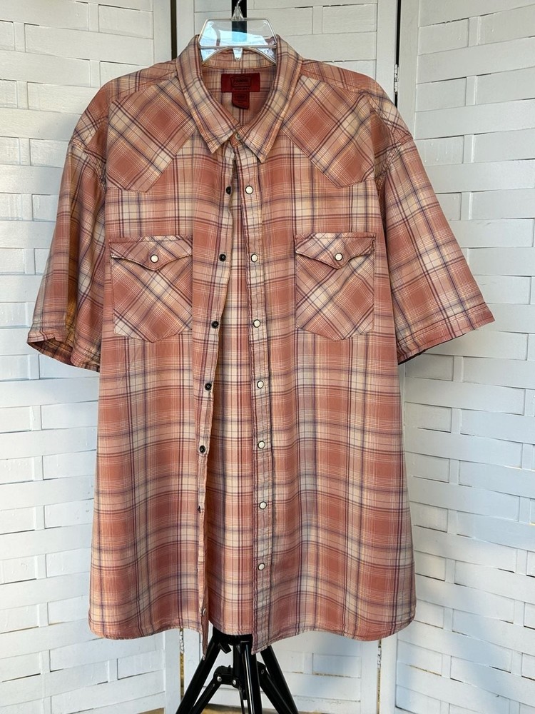 The Foundry Supply Co. Men’s Short Sleeve Plaid Pearl Snap Western Shirt
