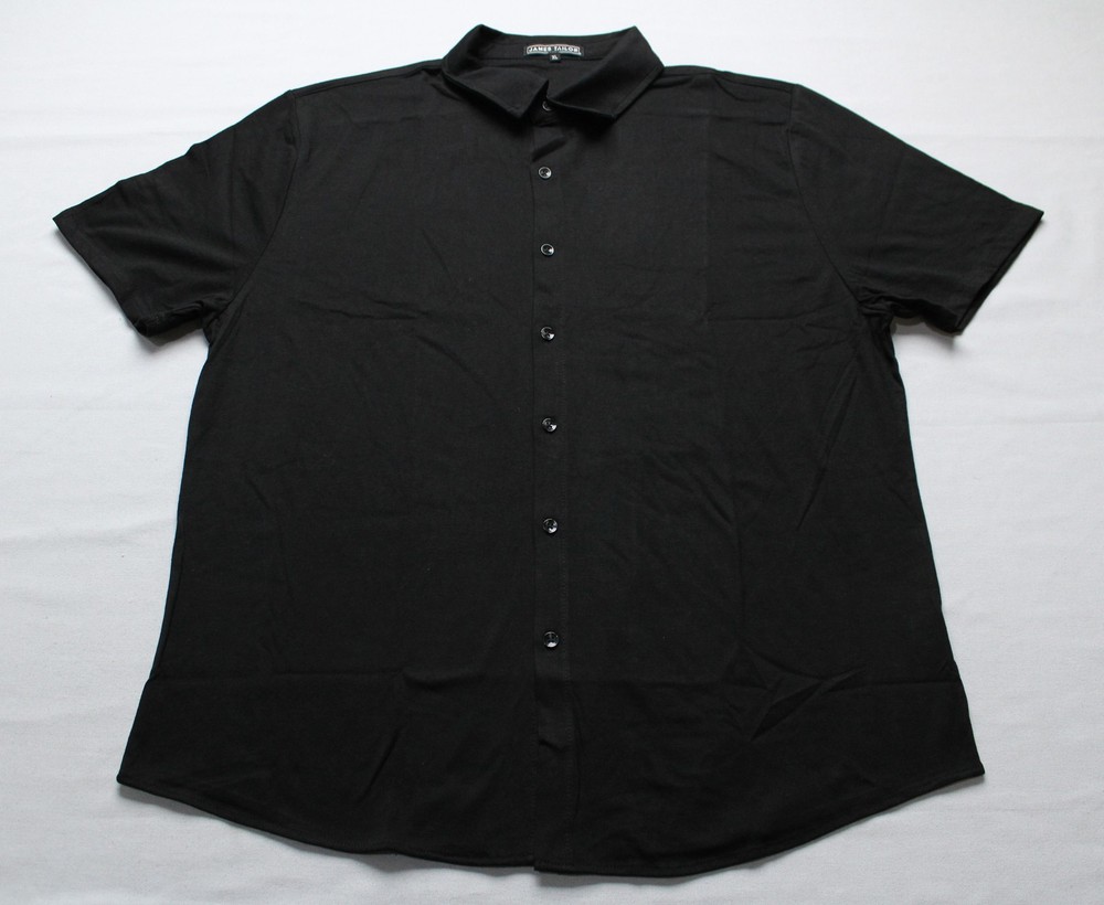James Tailor Men’s Cotton Button Down Collared Shirt MS7 Black Size XL NWT