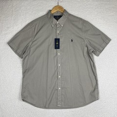 Ralph Lauren Feather Weight Twill Button Down Shirt Gray Mens XL Short Sleeve