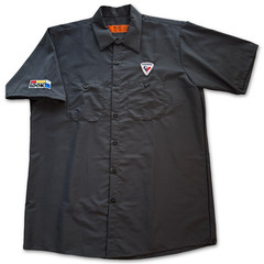 Red Kap Work Shirt Rossignol LOOK Ski Patches Brand New Large Short Sleeve