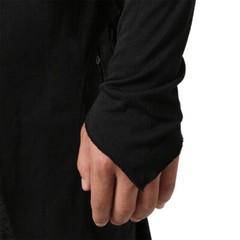 Men Asymmetric Split Hem Longline T-shirt Tops Tee Long Sleeve Shirt Solid Color