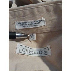 Christian Dior Monsieur 1990s Cotton Point Collar Beige Shirt XL