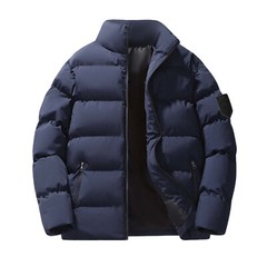 Men’s Stand Collar Winter Cotton Down Puffer Jacket Coat Zipper Pockets Warm