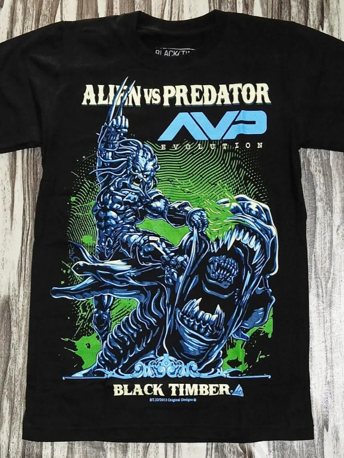 ALIEN VS PREDATOR AVP EVOLUTION SCI-FI ACTION HORROR MOVIE black shirt VK11485