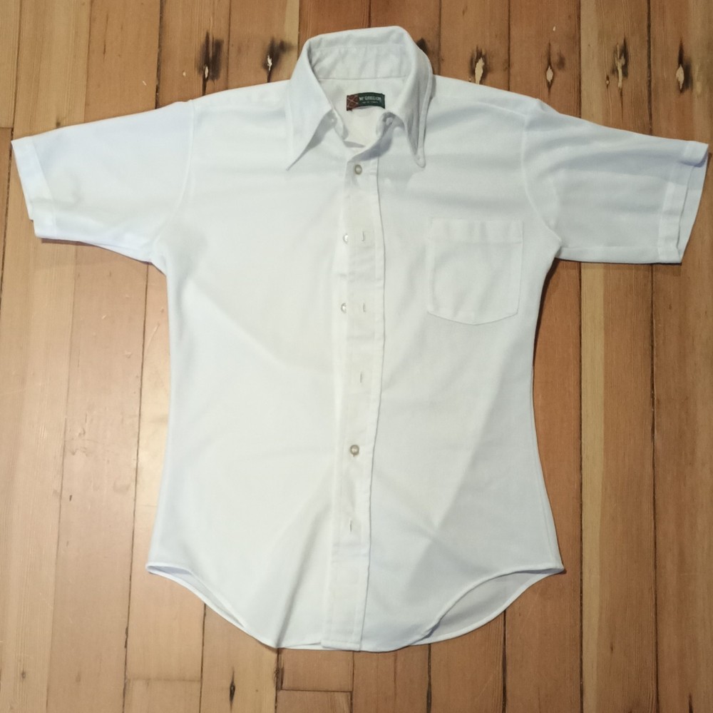McGregor Men’s White Solid Cotton Dress Shirt Short Sleeve
