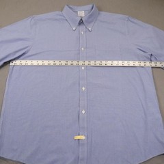 Brooks Brothers Dress Shirt Mens XL Blue Micro Check Houndstooth Regent Supima
