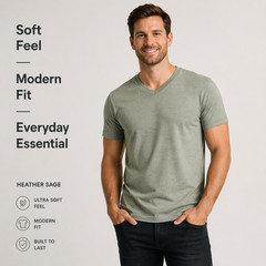 True Classic V-Neck 6 Pack Men Size 2XL Pink & Sage Special Bundle Deal