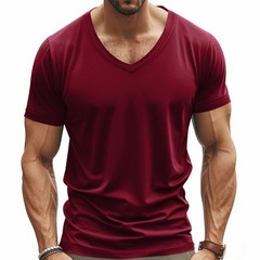 Summer solid color V-neck undershirt men’s short sleeve crew neck fashion top