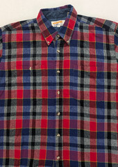 Catamount Trail Vintage Flannel Button-Up Shirt Size L Blue Red Plaid
