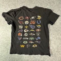NFL Team Apparel T-Shirt XS Black Mens All Team Logo Distressed Relaxed