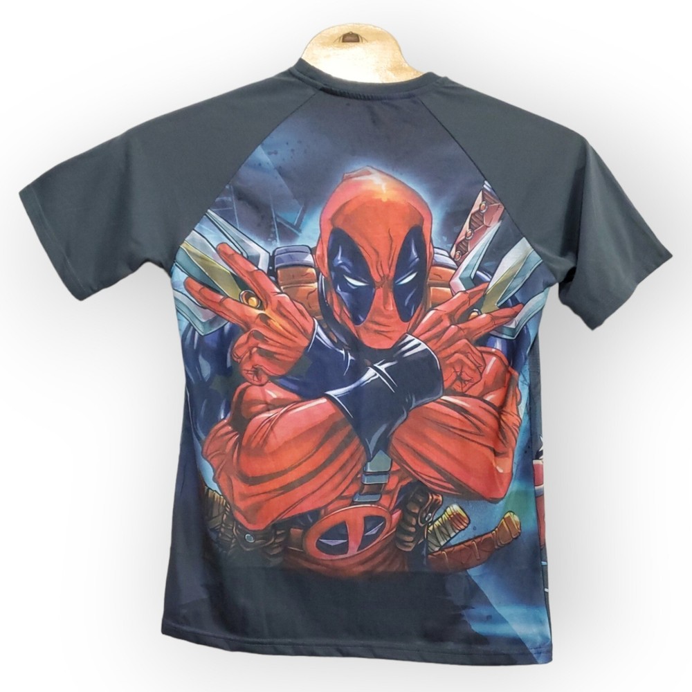 Marvel Comics Deadpool Mens Medium Raglan Style Double Sided Tee Shirt Stan Lee