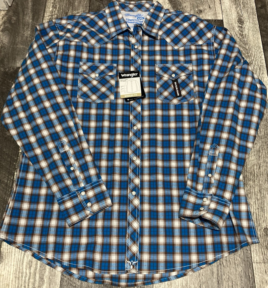 Wrangler 20X Competition Advanced Comfort Men’s XL Blue Pearl Snap New w/ Tags