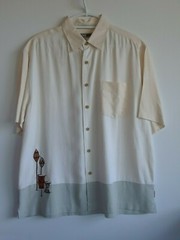 Quicksilver Silver Edition Large Men’s Button Up 100% Silk Shirt Light Colors