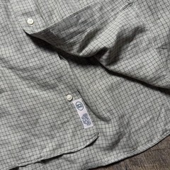 Gitman Bros Grey/Green Plaid Button-Down Long Sleeve Dress Shirt 17 1/2 35