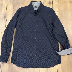 Steel & Jelly Mens Dress Shirt Blue/White Button Up Cotton Flip Cuff Size XL
