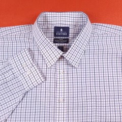 Stafford Men’s BIG Performance Button-Up Long Sleeve Shirt Plaid Size 19-38/39