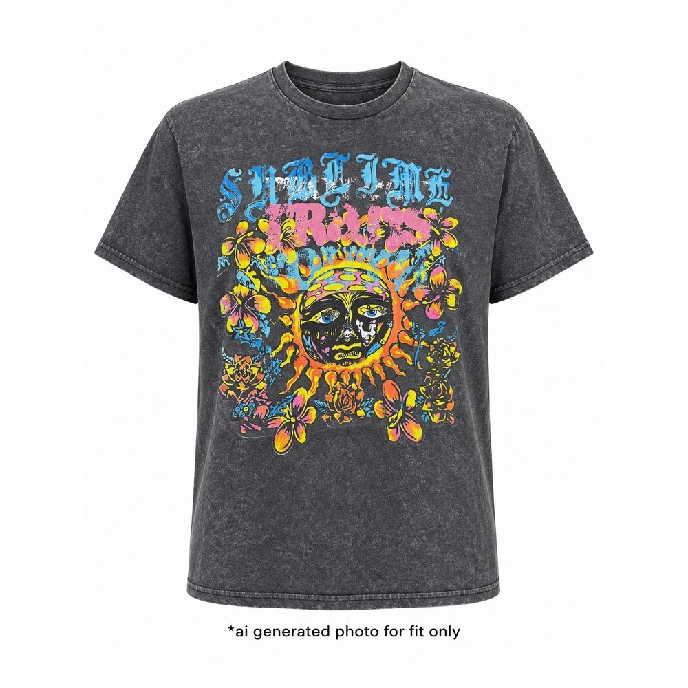 The Phluid Project Sublime Graphic Tee Gender Free L Acid Wash Black
