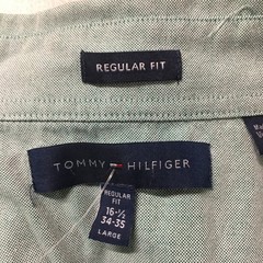 Tommy Hilfiger Regular Fit Button-Down Shirt Men L 34-35 Sage Green Long Sleeve