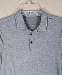 Lululemon Performance Heather Blue Polo Shirt Stretch Mens Small 38 Inch Chest
