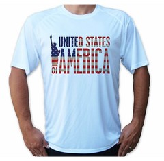 American USA Flag Sport UPF 50 T-Shirt Sun UV Protection Fishing Boat Beach