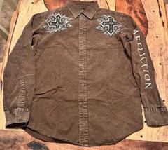 Men’s Affliction Long Sleeve Button Down Up Premium Dress Shirt Size Y2K L
