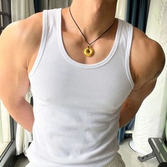 Mens 100%Cotton Ribbed Tank Top Breathable Gym Workout Undershirt Slim Fit