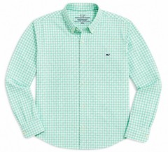 Vineyard Vines Performance Classic Fit Whale Shirt XXL Green Gingham Stretch