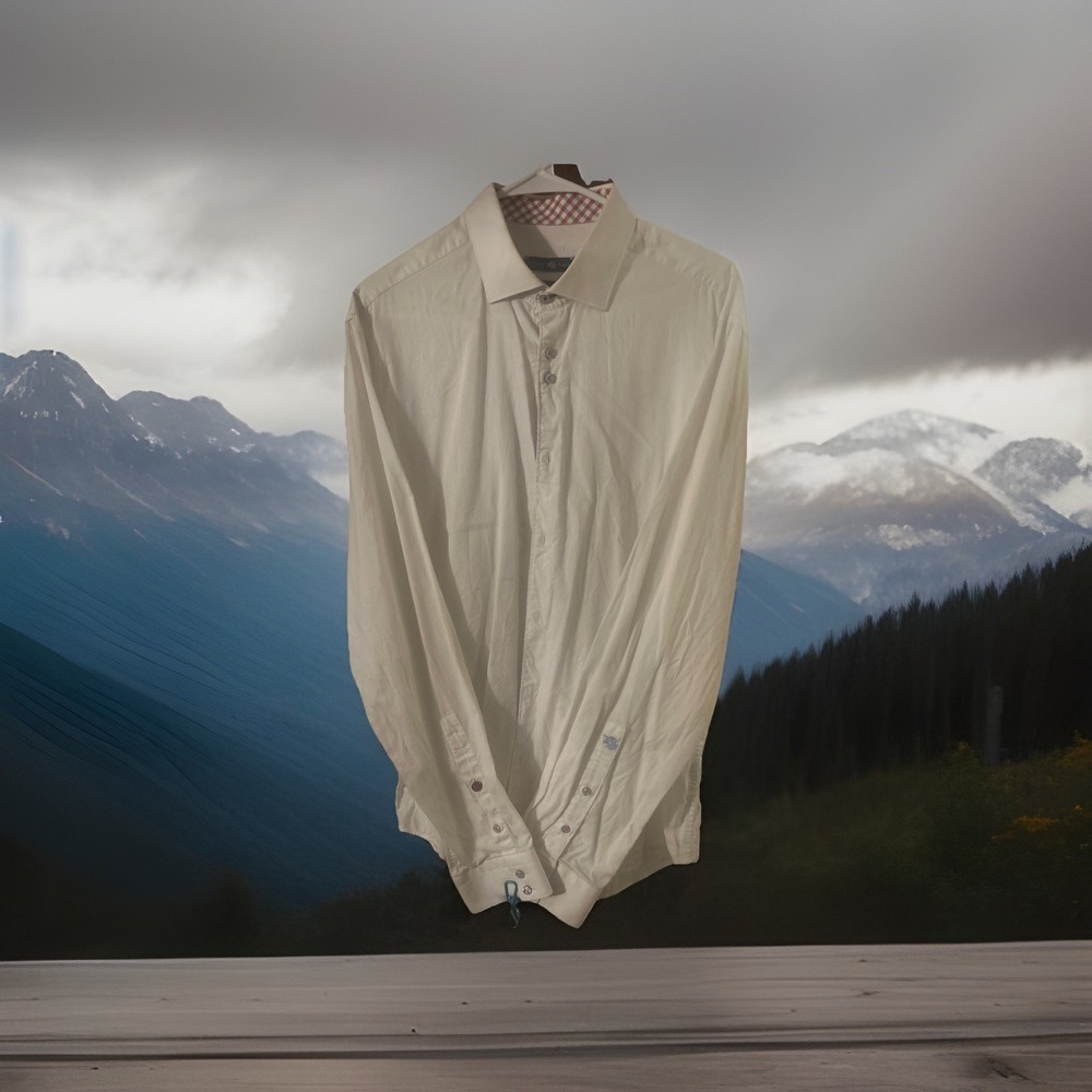 [.Stone Rose.] Men’s Stone Rose White Long Sleeve Dress Shirt LG