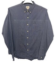 Fossil 54 Button Down Shirt Mens Size XL Blue Long Sleeve Cotton Business Casual