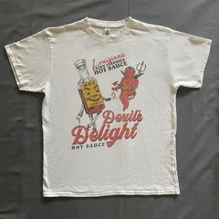 Brisco Brands Devil’s Delight Hot Sauce T Shirt Mens Large Beige Cream