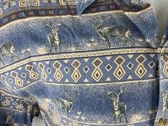 Summa Men XL Button Front Shirt Blue Tribal Deer Buck Pattern Hunting Camping