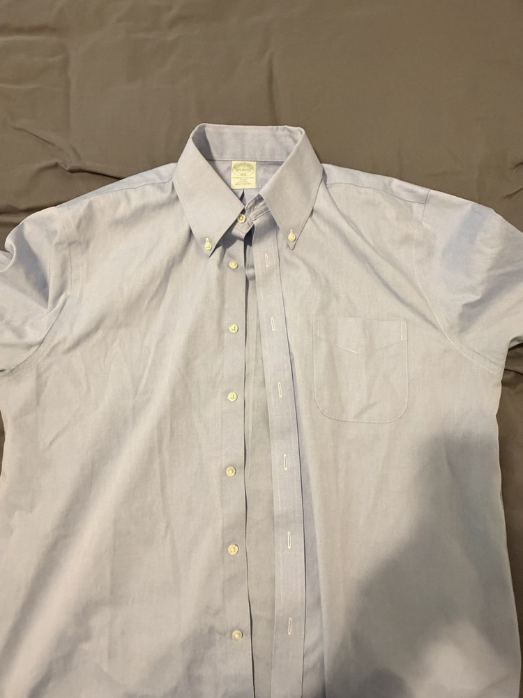 Brooks Brothers Men’s Solid Blue Button-Down Cotton Non-Iron Shirt 16.5 34/35