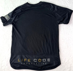 Life Code Progressive Shirt Black Mesh Shoulders kangaroo Pouch Spellout Size XL