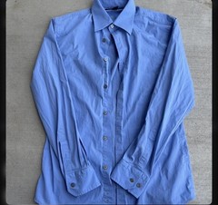 Express Modern Fit Stretch Solid Blue Collared Long Sleeve Button Dress Shirt S