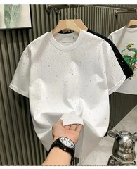 New Fashion Trend Rhinestone Hot Diamonds Summer Short Sleeve Luxury Men T-Shirt