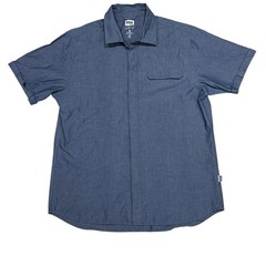 Helly Hansen Mens Large Gray Button Down Shirt with Pocket and Hidden Buttons