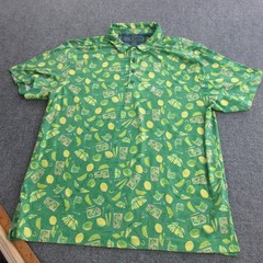William Murray Polo Shirt Mens XL Green Short Sleeve Lemon Lime Golf Stretch