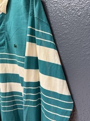 Vintage 80’s Izod Lacoste Blue Cotton Stripe Men’s Rugby Long Sleeve Shirt XL