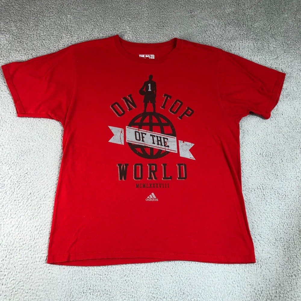 Adidas Shirt Mens Extra Large Red Solid Graphic Basketball Minimal The To-Go Tee