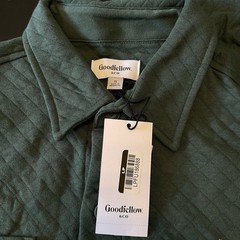 S Goodfellow & Co Quilted Knit Button Down Shirt Jacket Green Mens Small New