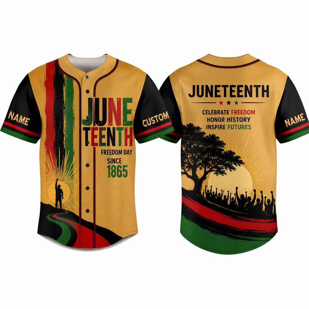 Personalized Juneteenth Baseball Jersey Shirt Freeish Since 1865 Black History