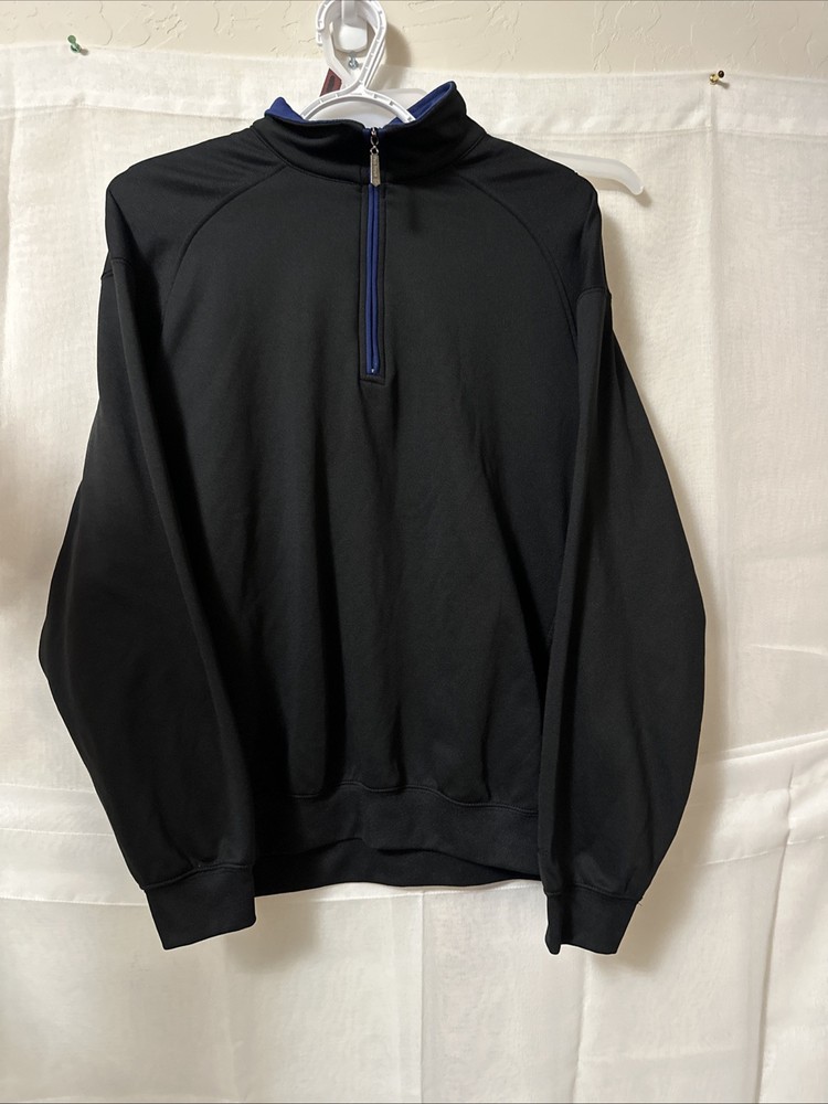 Pro Tour 1/4 Zip Pullover Jacket Men’s Large Black With Blue Long Sleeve