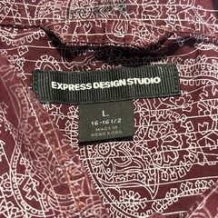Express Design Studio Long-Sleeve Button Up Shirt L (16-16.5) Maroon