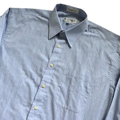 Vtg Givenchy Monsieur Dress Shirt Men 16.5 M 34/55 Light Blue Textured Stripe