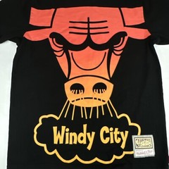 Mitchell Ness Hardwood Classics Chicago Bulls Windy City T-Shirt Mens Sz L Black
