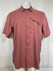 Wrangler ATG Red Button Up Utility Camp Cargo Zipper Pocket Shirt Men’s LARGE